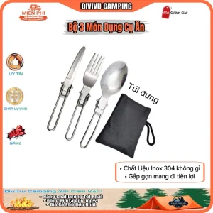 Dụng Cụ 3 Món Dao , Muỗng , Nỉa Gấp Gọn Bằng Thép Không Gỉ