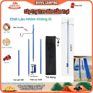 Trụ Treo Đèn Cắm Trại, Trụ Treo Gắn Bàn, Chất Liệu Nhôm Không Gỉ ( Móc Đơn )