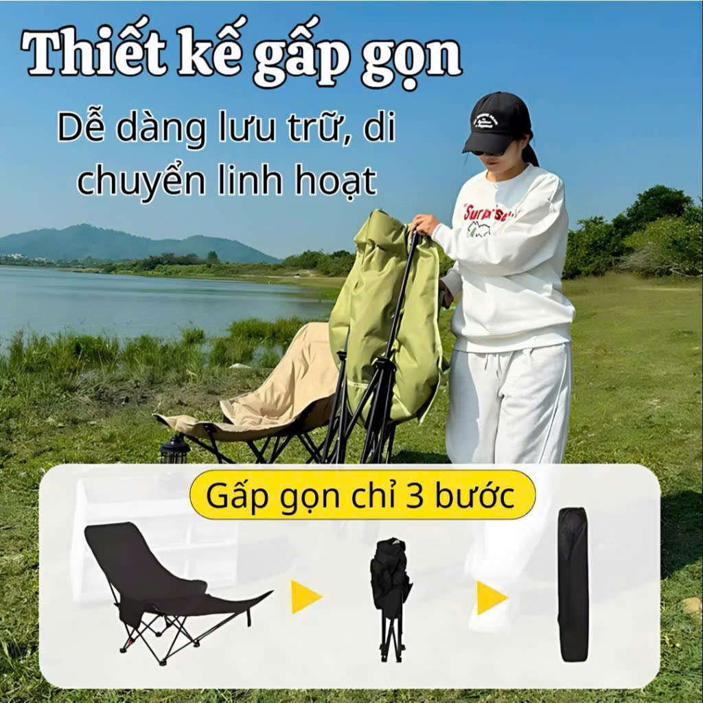 Ghế Nằm Ngã Lưng, Điều Chỉnh 4 Nấc Có Gác Chân Gấp Gọn - Ảnh 6