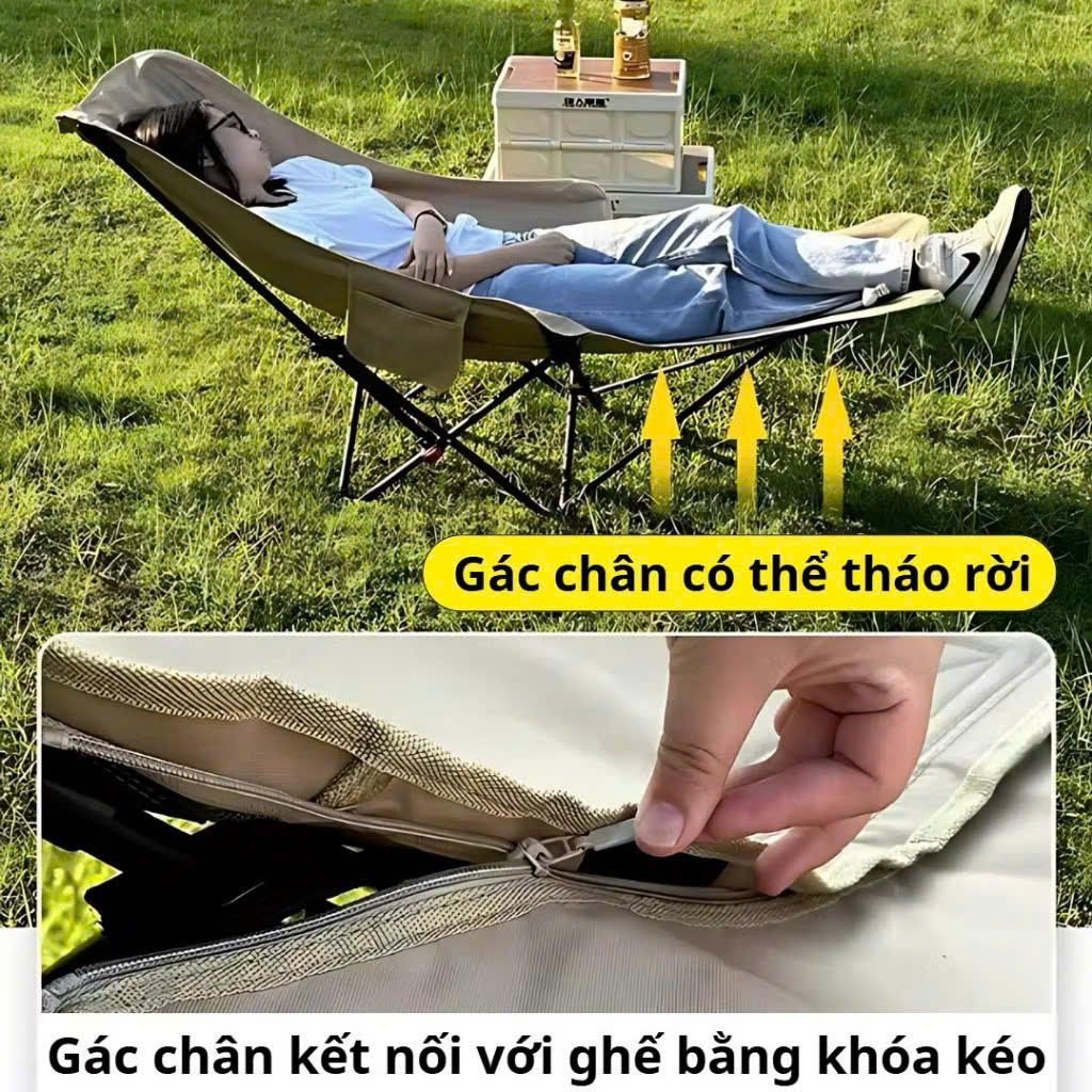 Ghế Nằm Ngã Lưng, Điều Chỉnh 4 Nấc Có Gác Chân Gấp Gọn - Ảnh 4