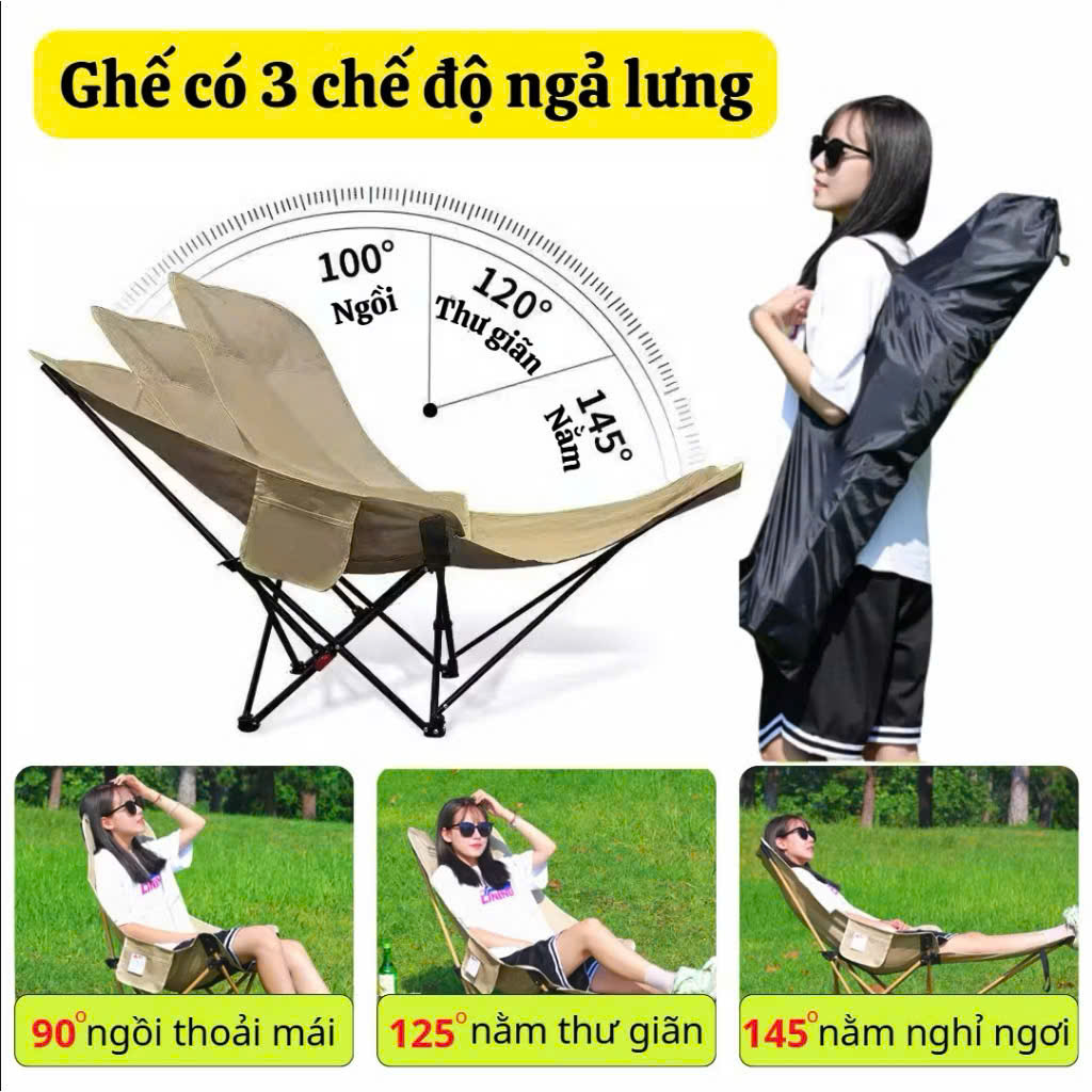 Ghế Nằm Ngã Lưng, Điều Chỉnh 4 Nấc Có Gác Chân Gấp Gọn - Ảnh 3