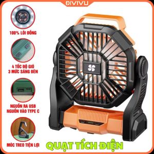 Quạt Tích Điện Treo Lều , Để Bàn