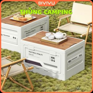 Thùng Camping Mặt Bàn Gỗ 50L